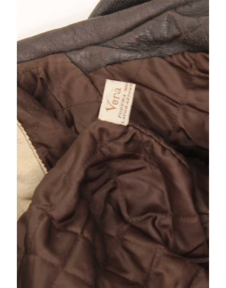 veste en cuir homme vintage UK 40 Grand cuir brun