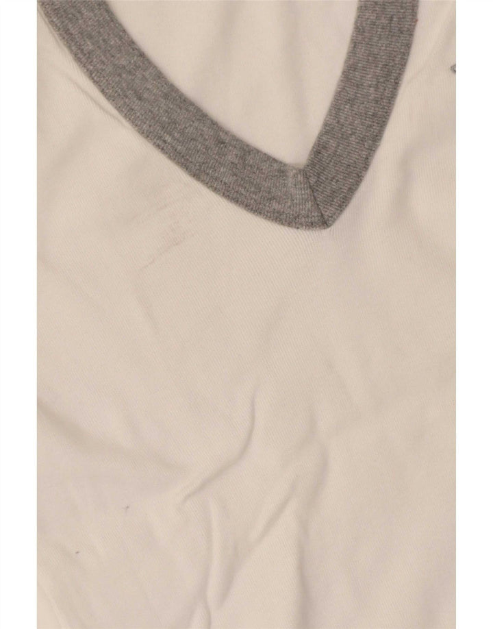 Kappa T-Shirt Femme Top UK 8 Small Blanc Colourblock