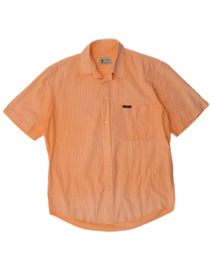 SERGIO TACCHINI Chemise à Manches Courtes Homme Coton à Carreaux Orange Moyen