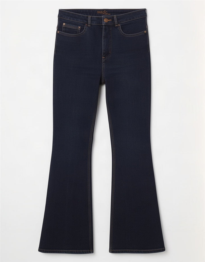 Marks & Spencer Jean évasé pour femme UK 12 Medium W30 L27 Bleu marine