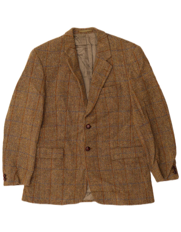 HARRIS TWEED Veste blazer à 2 boutons pour homme UK 38 Marron moyen à chevrons