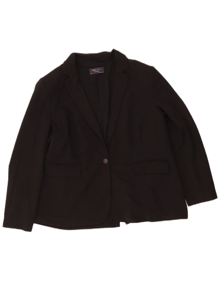 Marks & Spencer Veste blazer à 1 bouton pour femme Coupe ajustée UK 20 2XL Noir