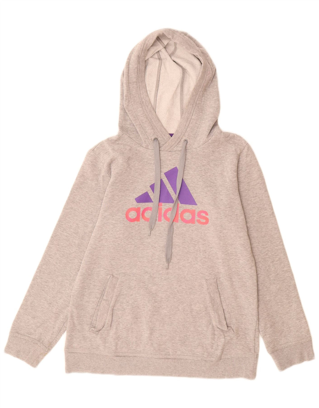 Adidas Pull à capuche graphique pour femme UK 12 Gris moyen
