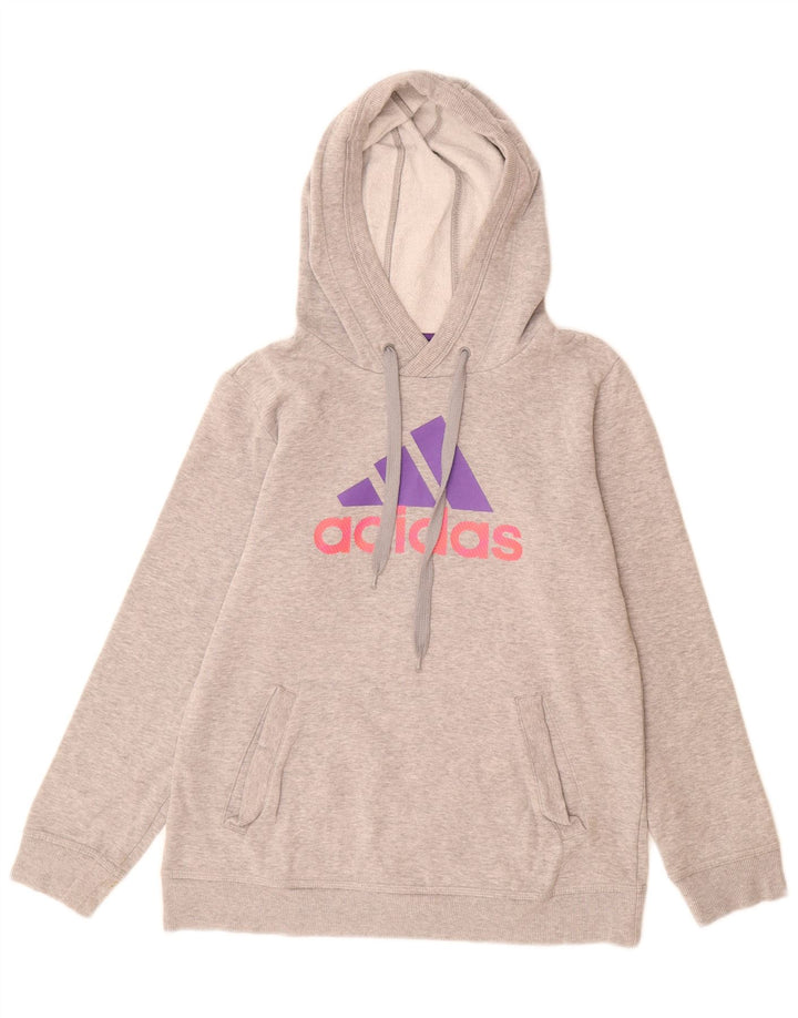 Adidas Pull à capuche graphique pour femme UK 12 Gris moyen