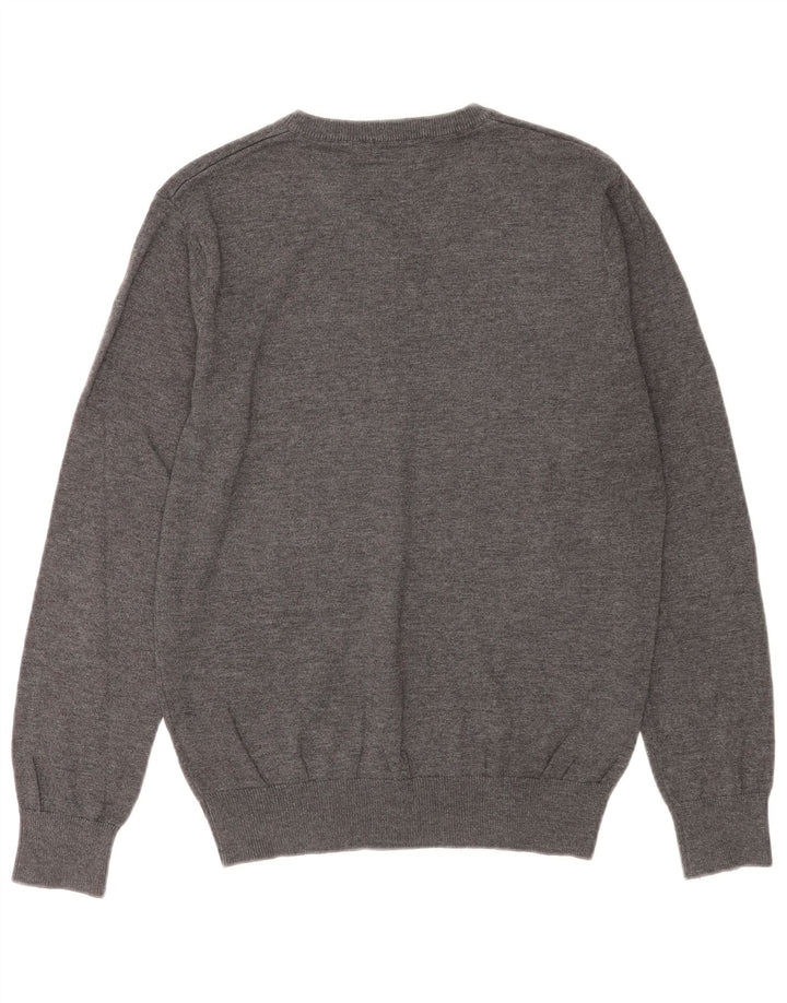 Calvin Klein Pull Col V Homme Gris Moyen Moucheté Coton