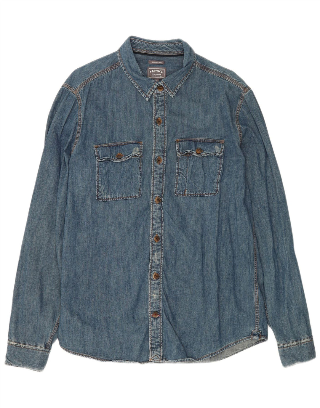 Fat Face Chemise en jean coupe classique pour homme, grand bleu, coton