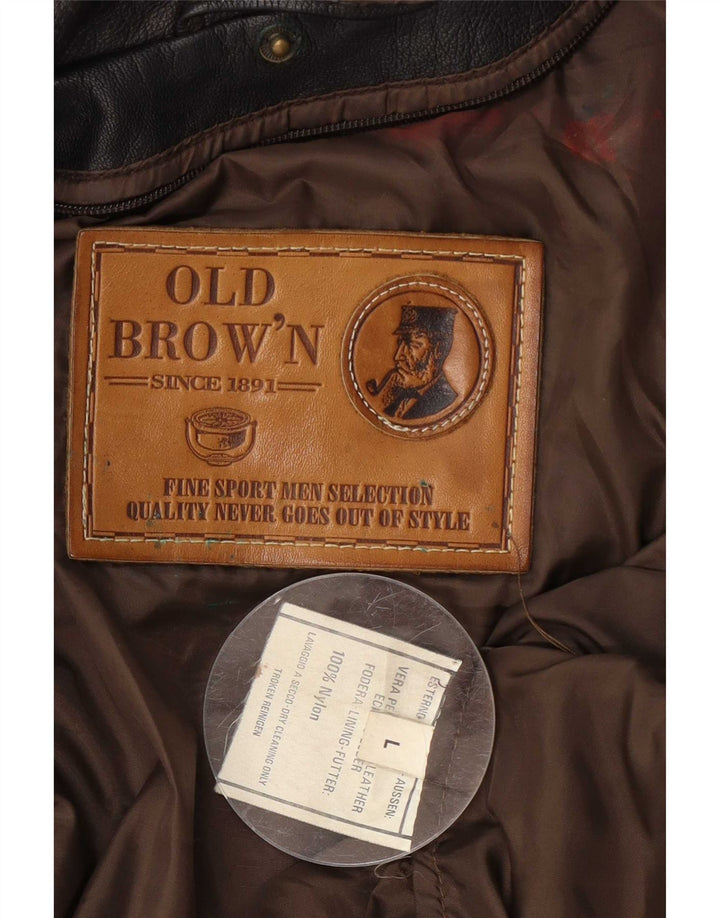 Veste d'aviateur en cuir vintage pour homme UK 40 Large Marron