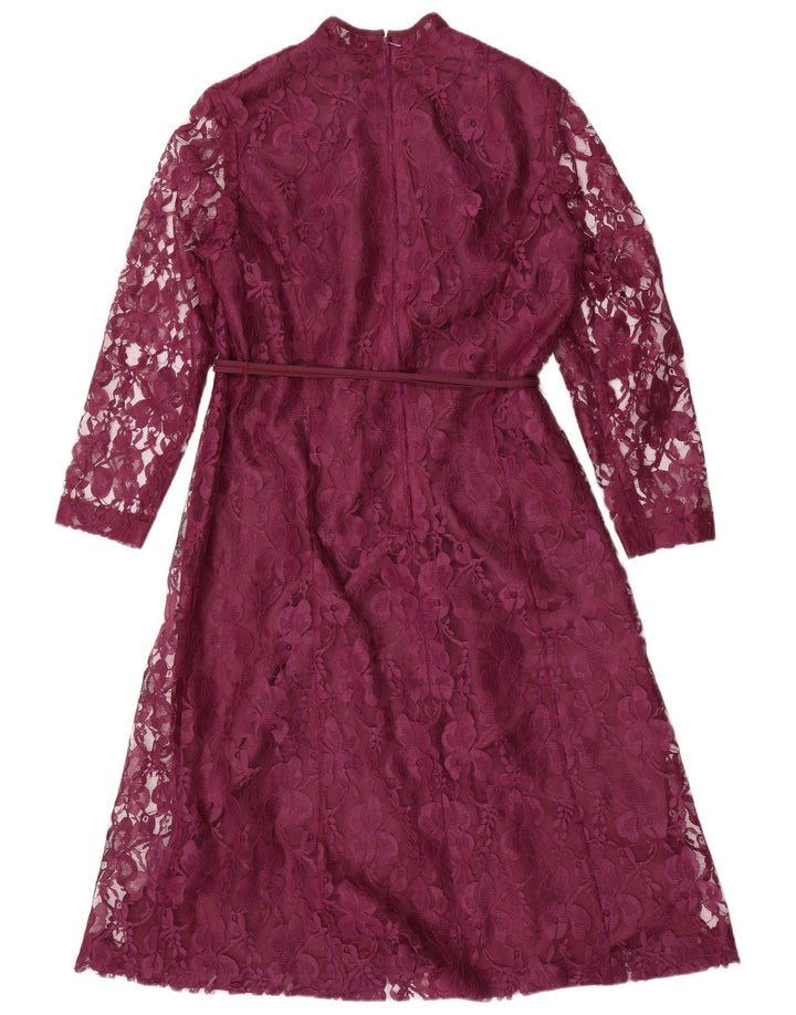 ESCO Robe trapèze à manches longues pour femme IT 46 Grand violet floral en polyester