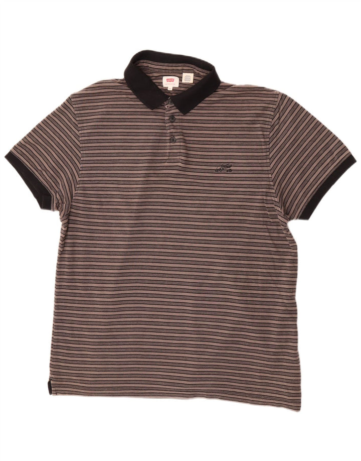 Levi's Polo Homme XL Coton Rayé Marron