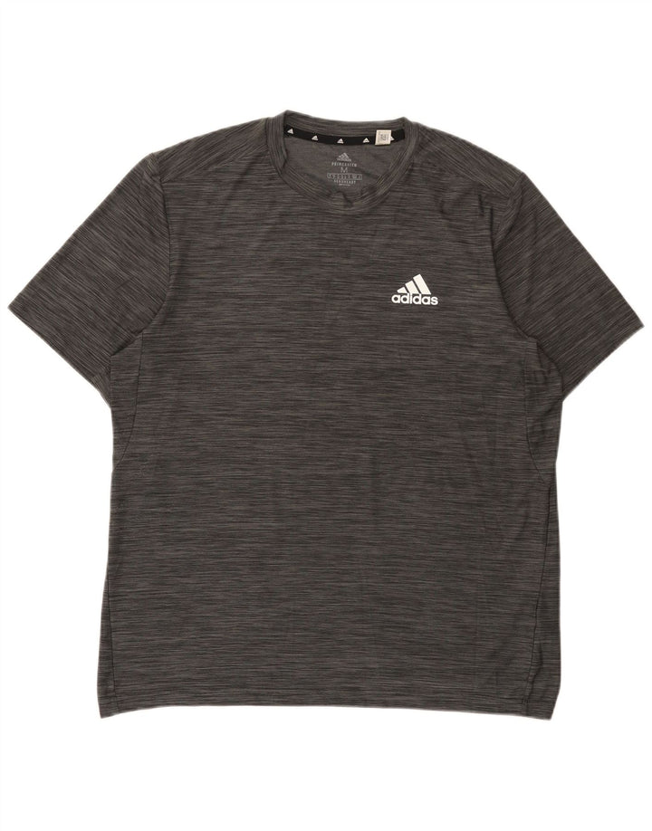 Adidas Homme Aeroready T-Shirt Top Gris Moyen Moucheté Polyester
