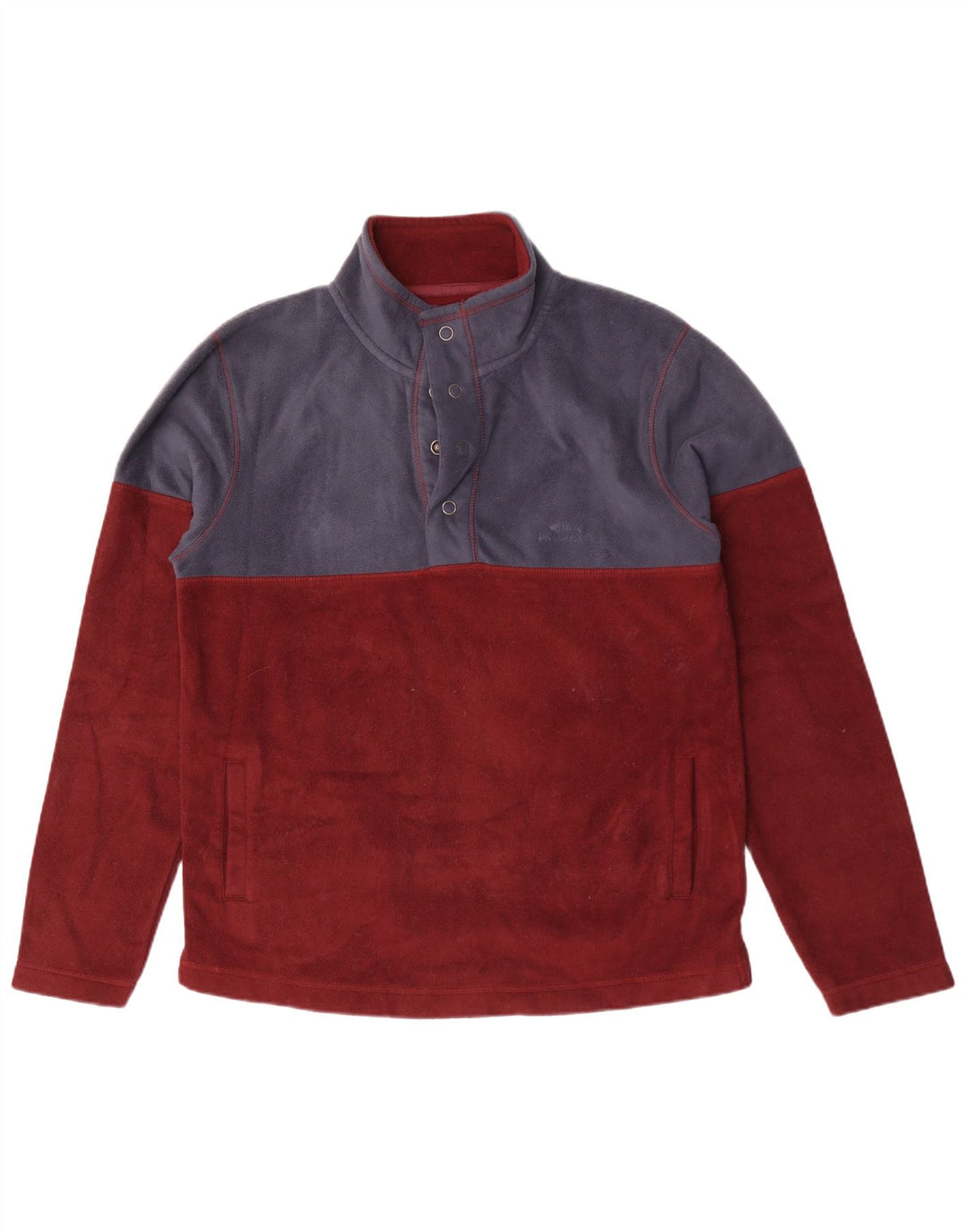 WEIRD FISH Pull en polaire à col boutonné pour homme, grand color block marron