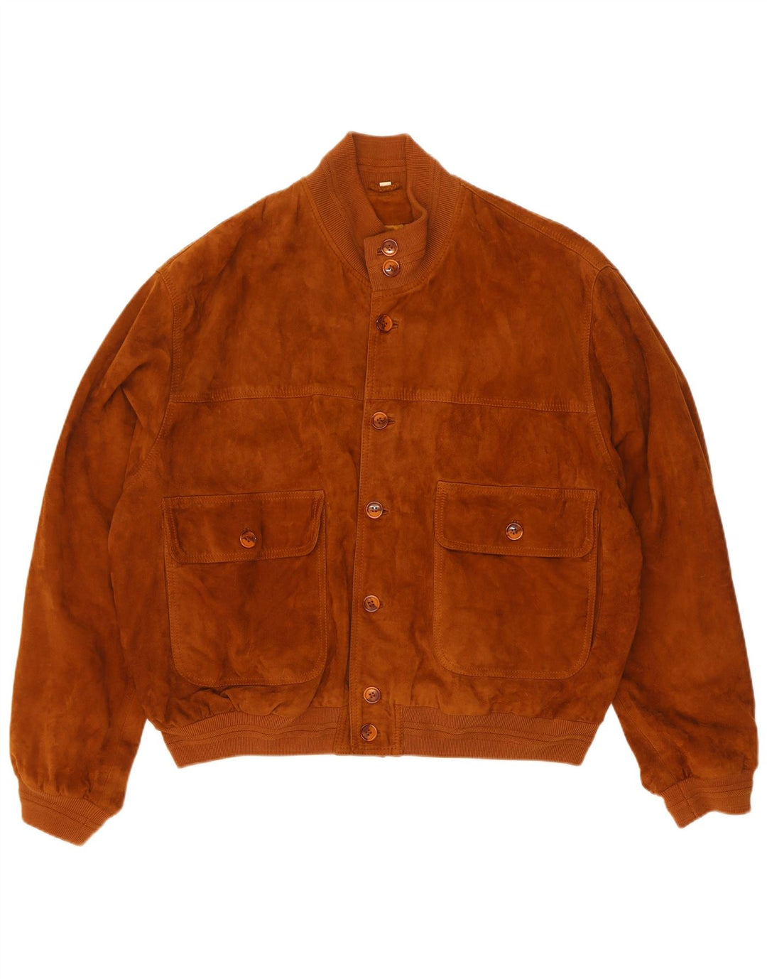 vintage Mens Suede Bomber Jacket IT 50 Grand Cuir Marron
