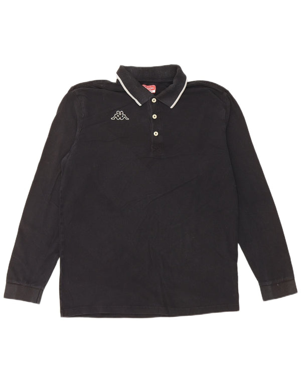 Kappa Polo à Manches Longues Homme XL Noir Coton