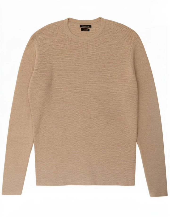 Massimo Dutti Pull col rond homme en coton beige moyen