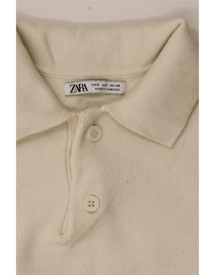 Zara Pull à col polo pour homme Petit Blanc cassé