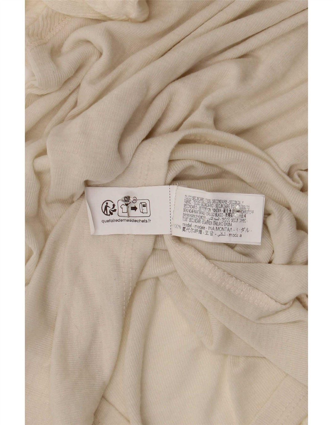 Zara Femme Top Manches Longues UK 8 Petit Modal Blanc