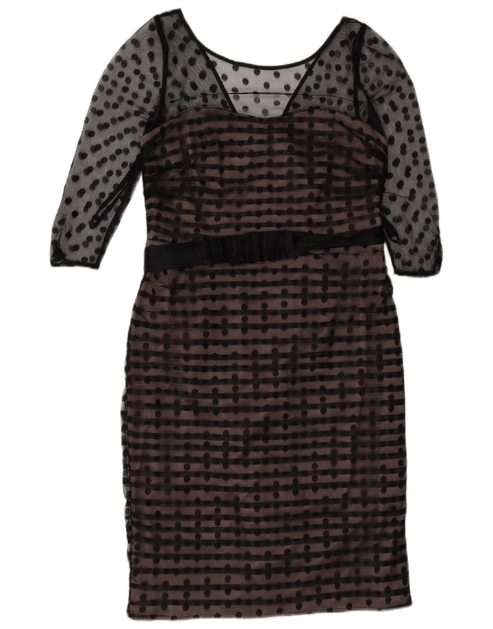 Coast Robe fourreau à manches 3/4 pour femme UK 44 en polyester noir moyen à pois