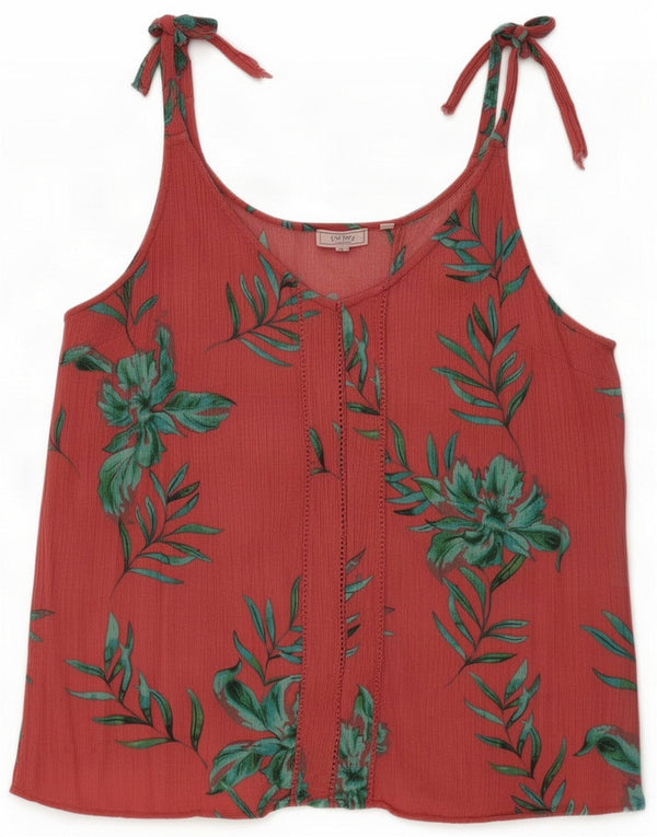 Fat Face Chemisier sans manches pour femme UK 14 Grande viscose florale rouge