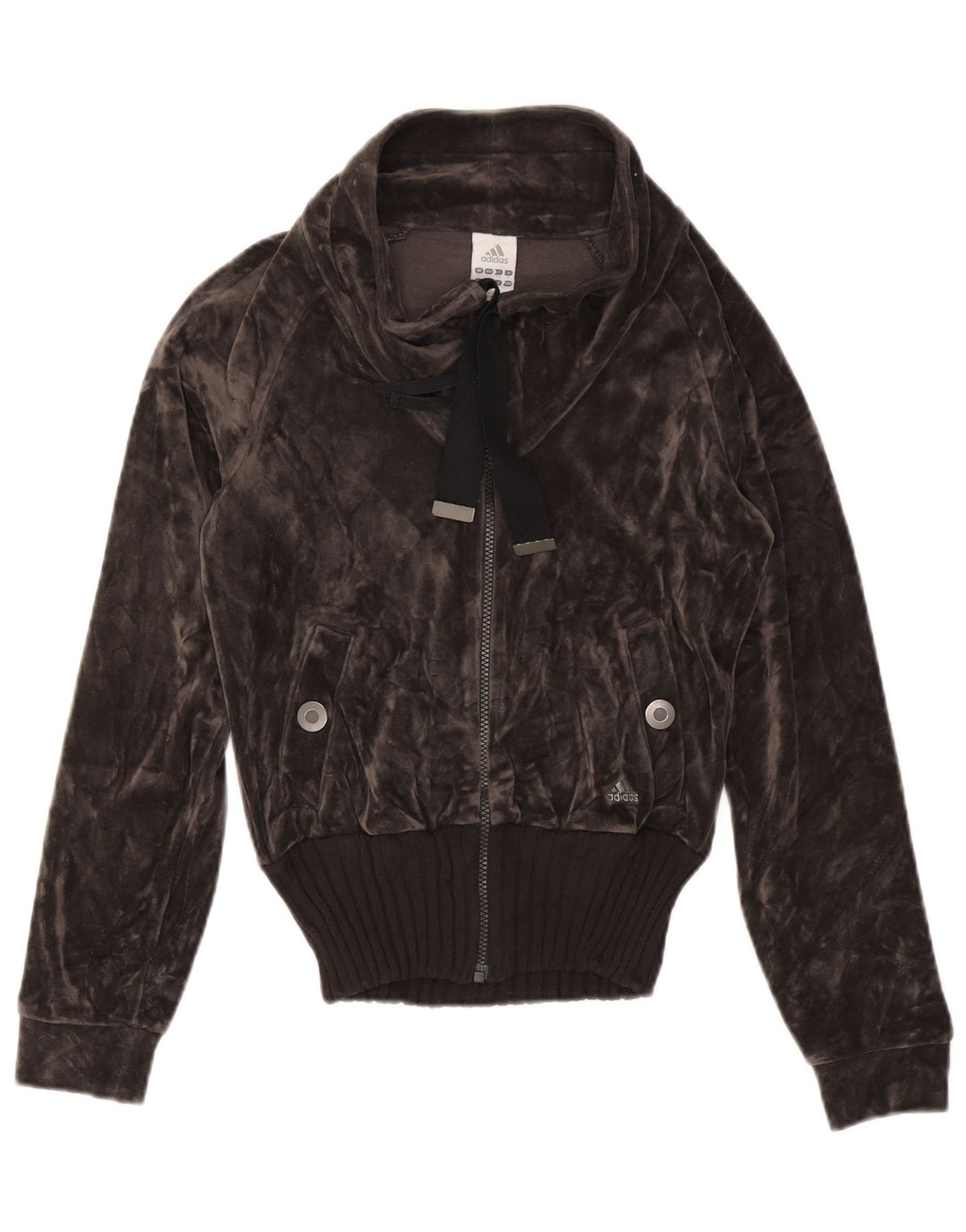 ADIDAS Veste de survêtement en velours pour femme UK 12 Gris moyen Coton