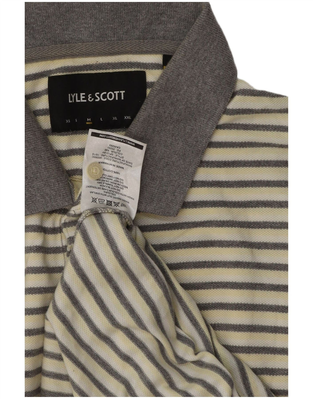 Lyle & Scott Polo Homme Blanc Cassé Moyen Coton Rayé