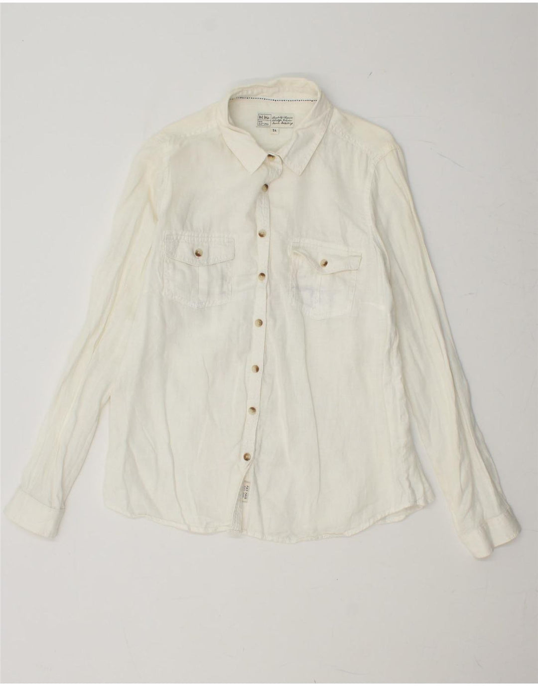 FAT FACE Chemise Femme UK 14 Medium Off White Lin
