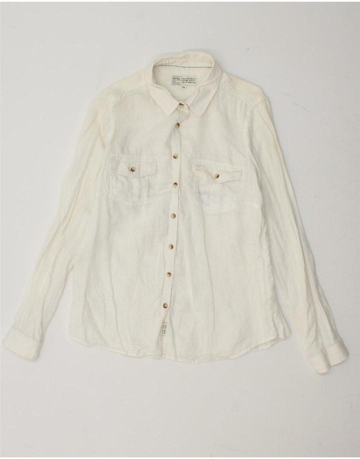 FAT FACE Chemise Femme UK 14 Medium Off White Lin