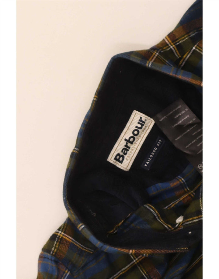 Barbour Chemise en flanelle coupe ajustée pour homme en coton à carreaux bleu marine moyen