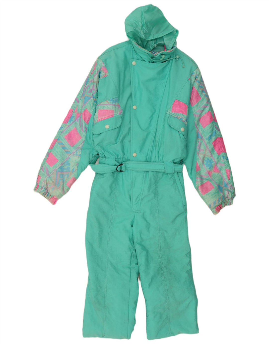 C.KEER Combinaison de ski à capuche pour homme Large Turquoise Géométrique