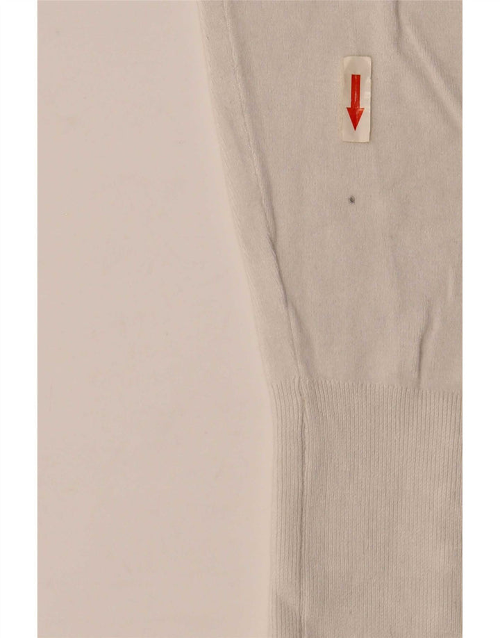 Zara Pull à col rond pour femme UK 12 Viscose blanc moyen