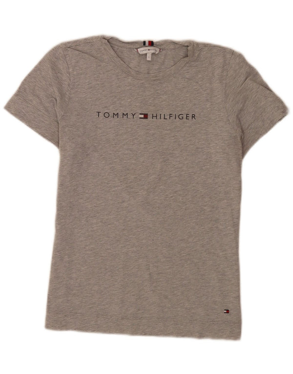 Tommy Hilfiger T-shirt graphique pour femme UK 8 Small Gris moucheté