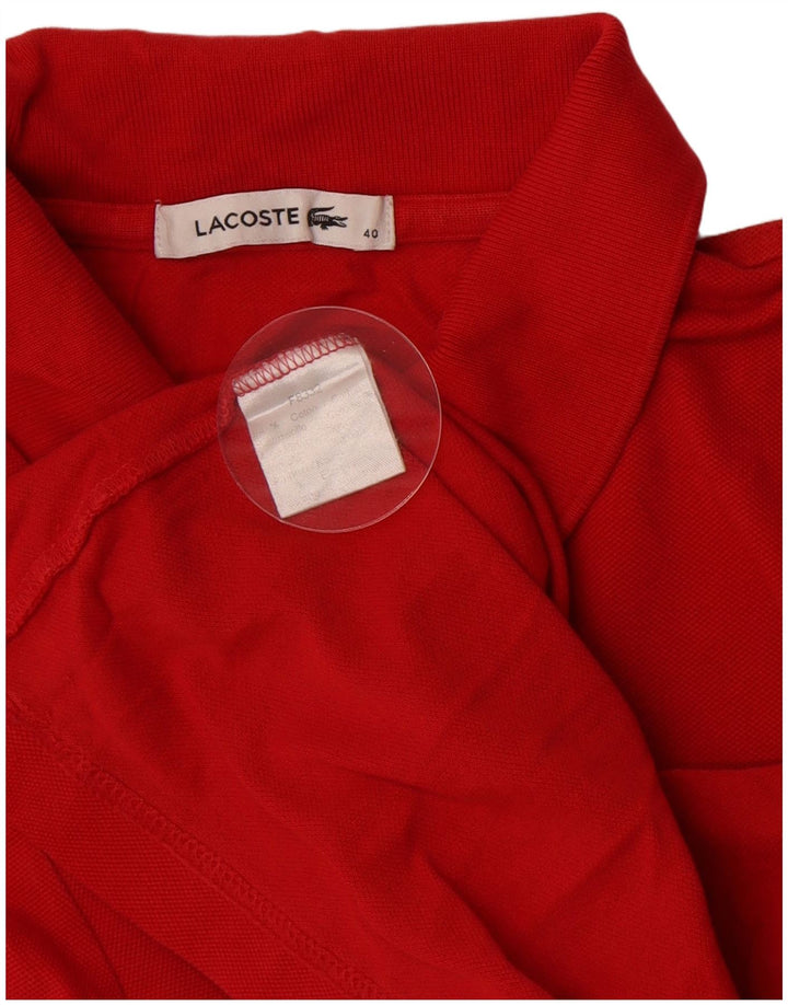 Lacoste Polo à manches longues femme taille 40 coton rouge moyen