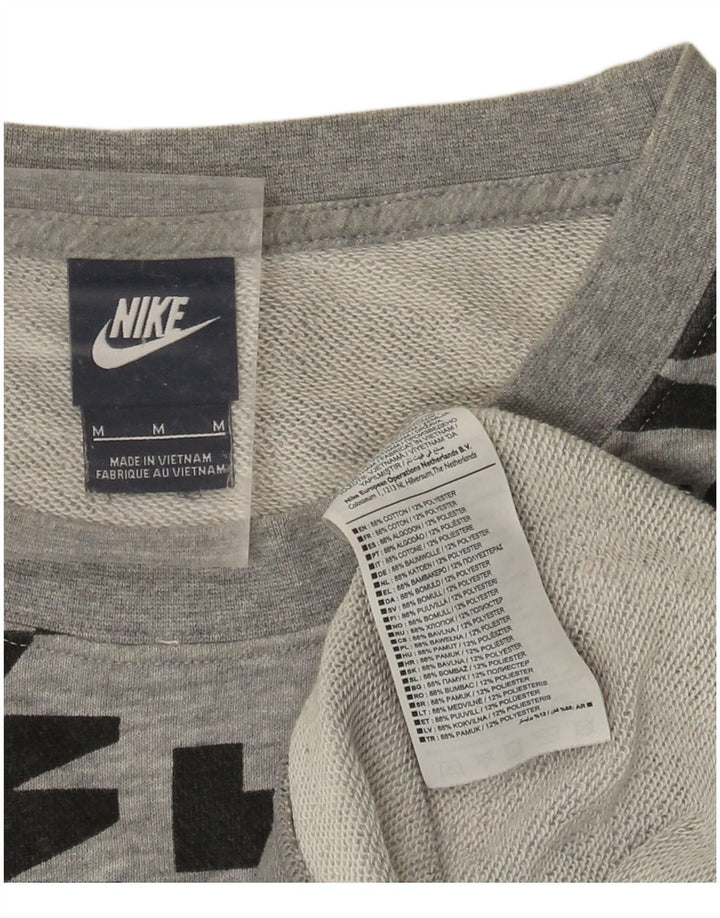 NIKE Sweat-shirt graphique pour femme UK 14 Coton gris moyen