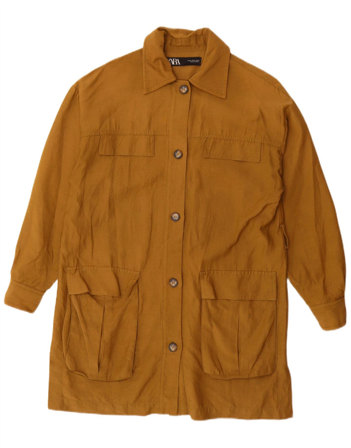 Zara Veste utilitaire surdimensionnée pour femme UK 6 XS Coton beige