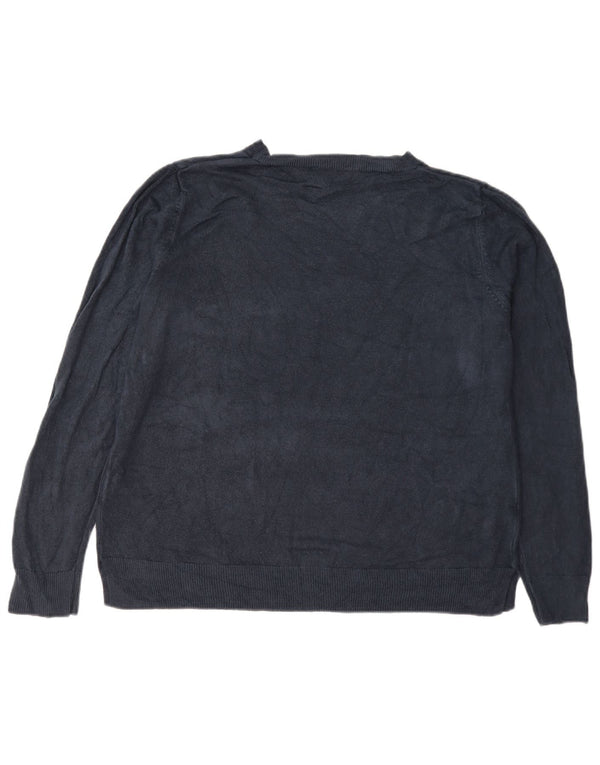 Marks & Spencer Pull col bateau pour femme UK 18 XL Bleu marine Acrylique