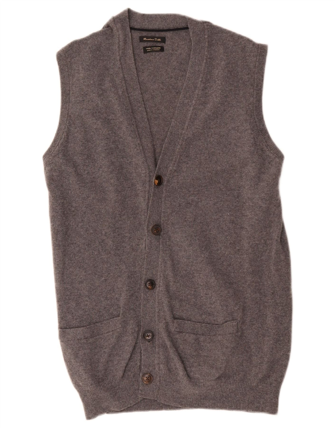 Massimo Dutti Cardigan sans manches en laine gris moyen pour homme