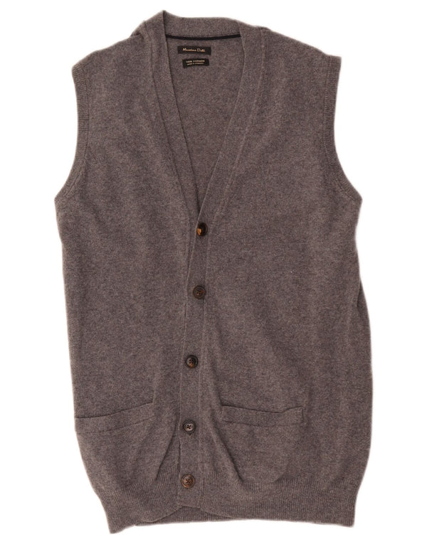 Massimo Dutti Cardigan sans manches en laine gris moyen pour homme