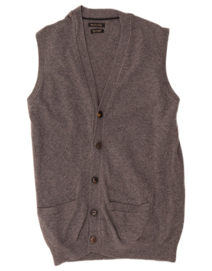 Massimo Dutti Cardigan sans manches en laine gris moyen pour homme