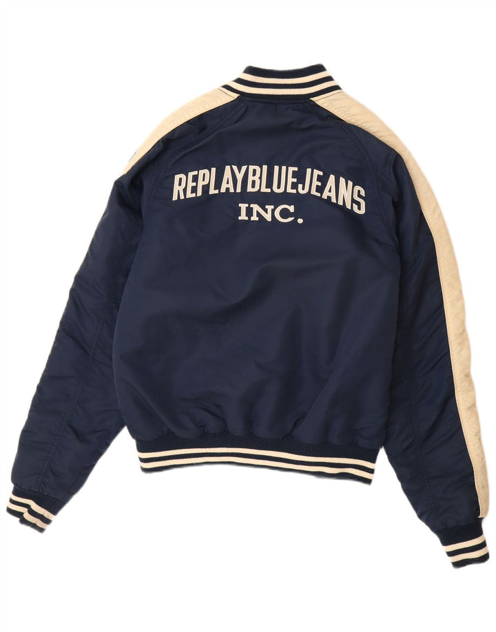 REPLAY Veste Varsity Graphique Homme UK 38 Bleu Marine Moyen Colorblock