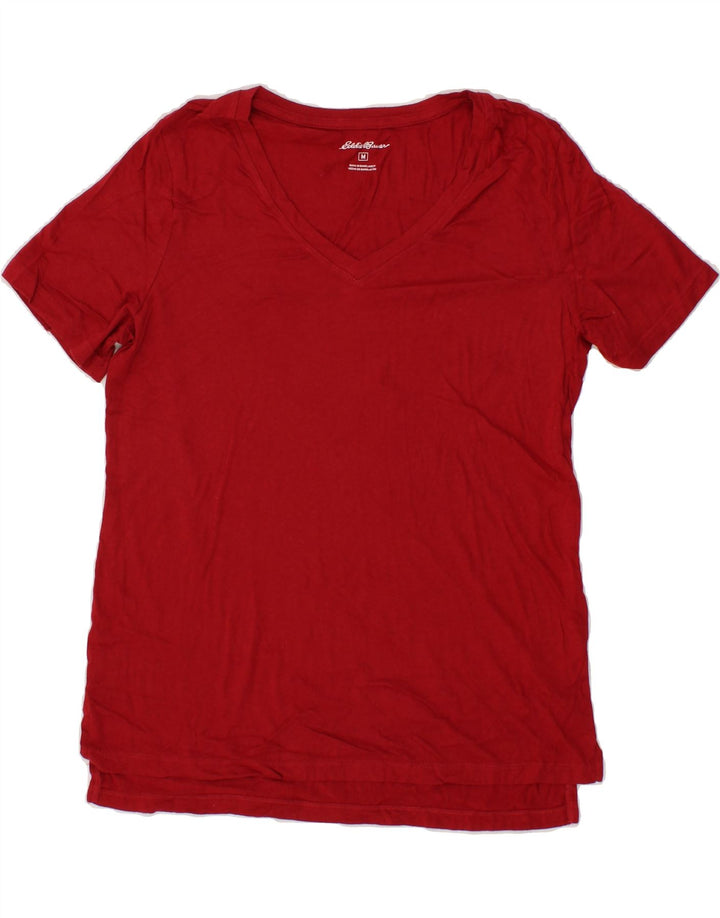 EDDIE BAUER Womens T-Shirt Top UK 12 Medium Red Cotton Vintage Eddie Bauer and Second-Hand Eddie Bauer from Messina Hembry 