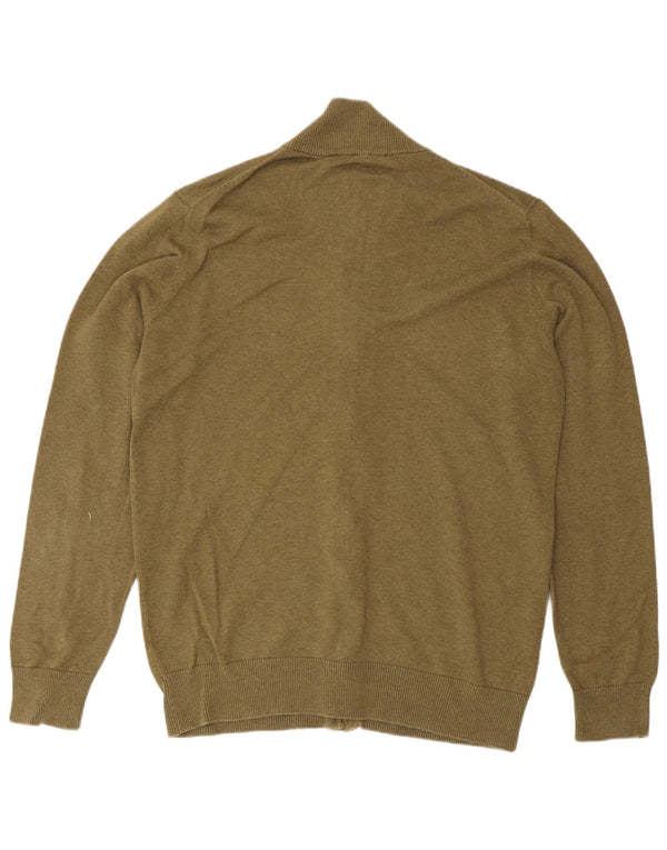 Crew Clothing Pull Cardigan Homme Kaki Moyen Coton