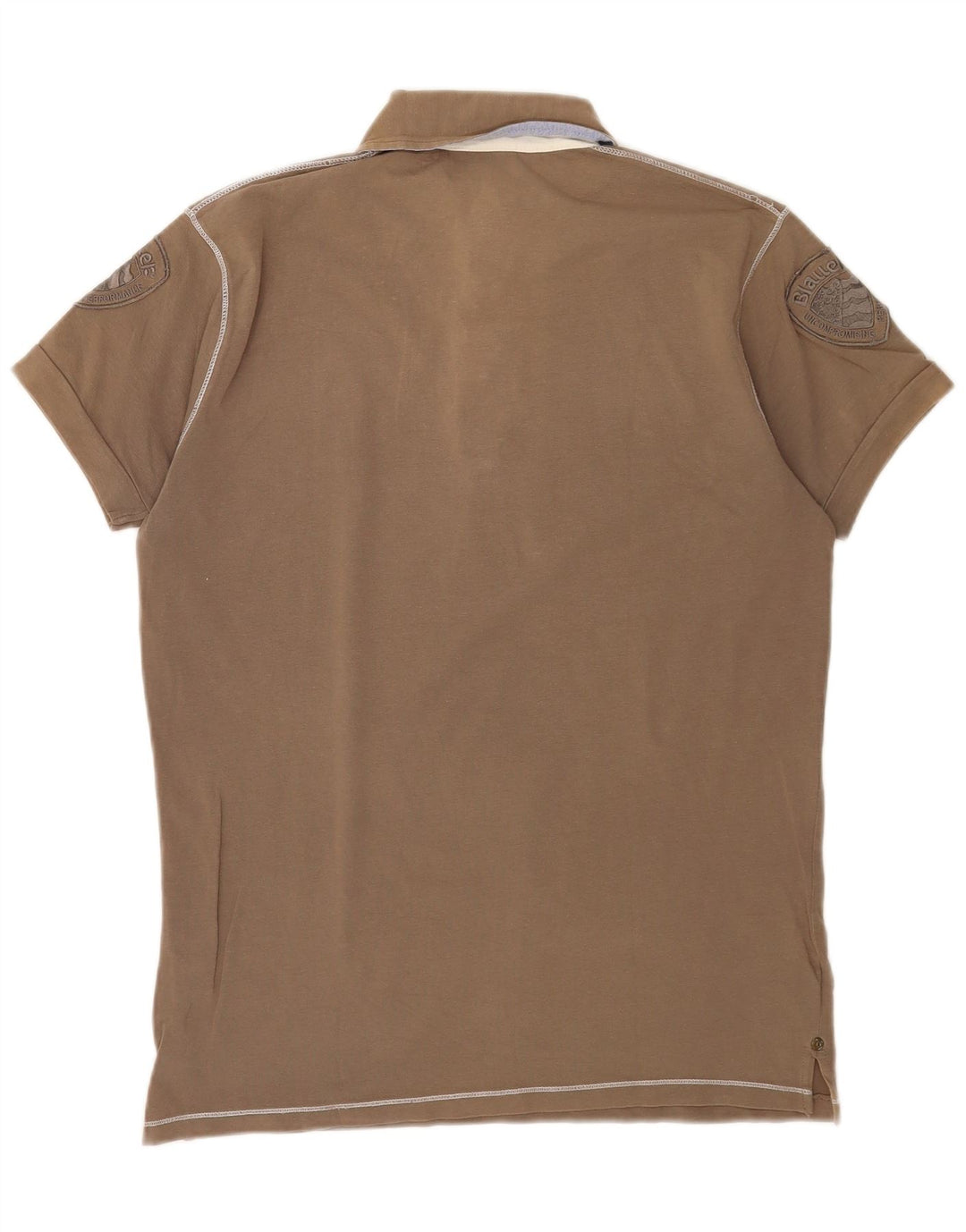 Blauer Polo Graphique Homme Grand Marron