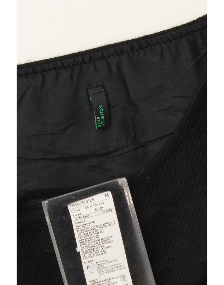 Benetton Robe droite sans manches pour femme UK 12 Laine noire moyenne