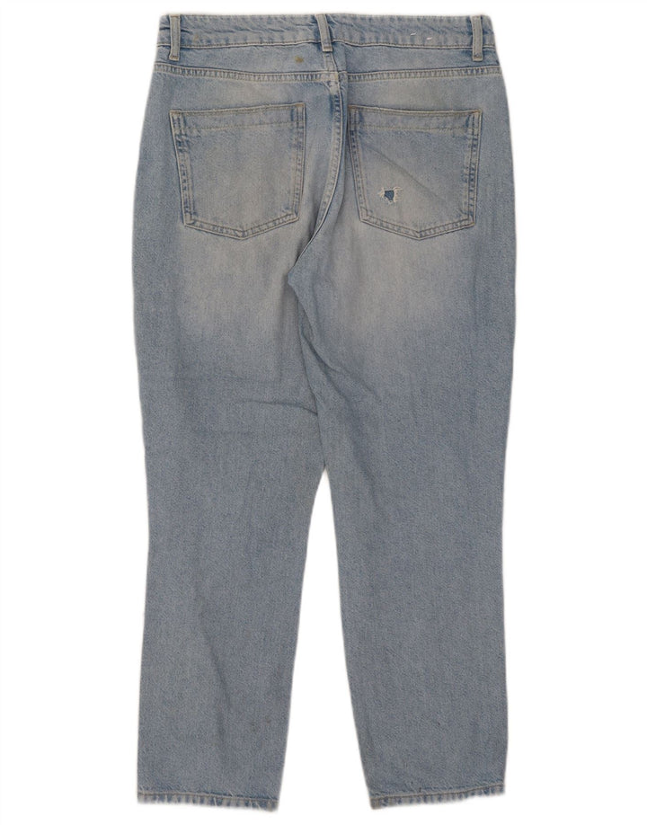 Reiss Femme Jean court effet vieilli W29 L26 Bleu Coton