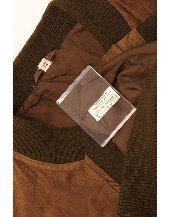 veste en daim bomber homme vintage IT 52 XL cuir marron