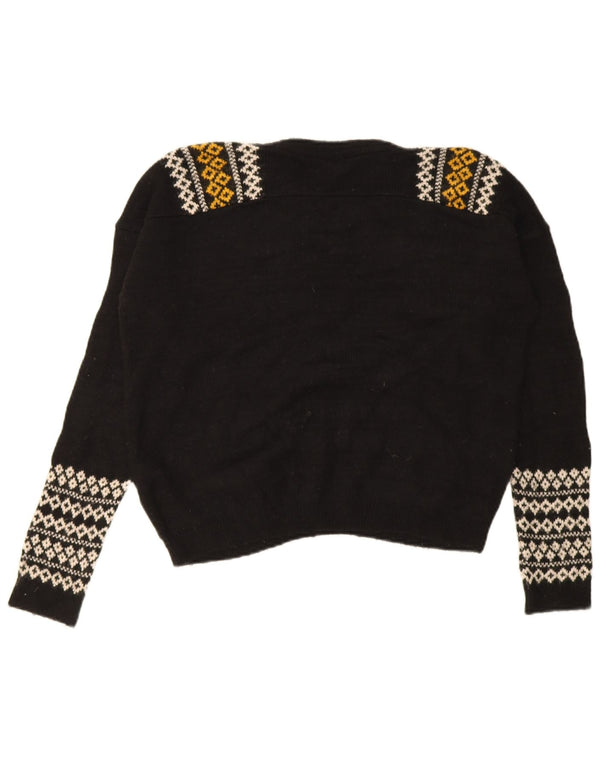 Topshop Pull ras du cou pour femme UK 10 Petit Noir Géométrique