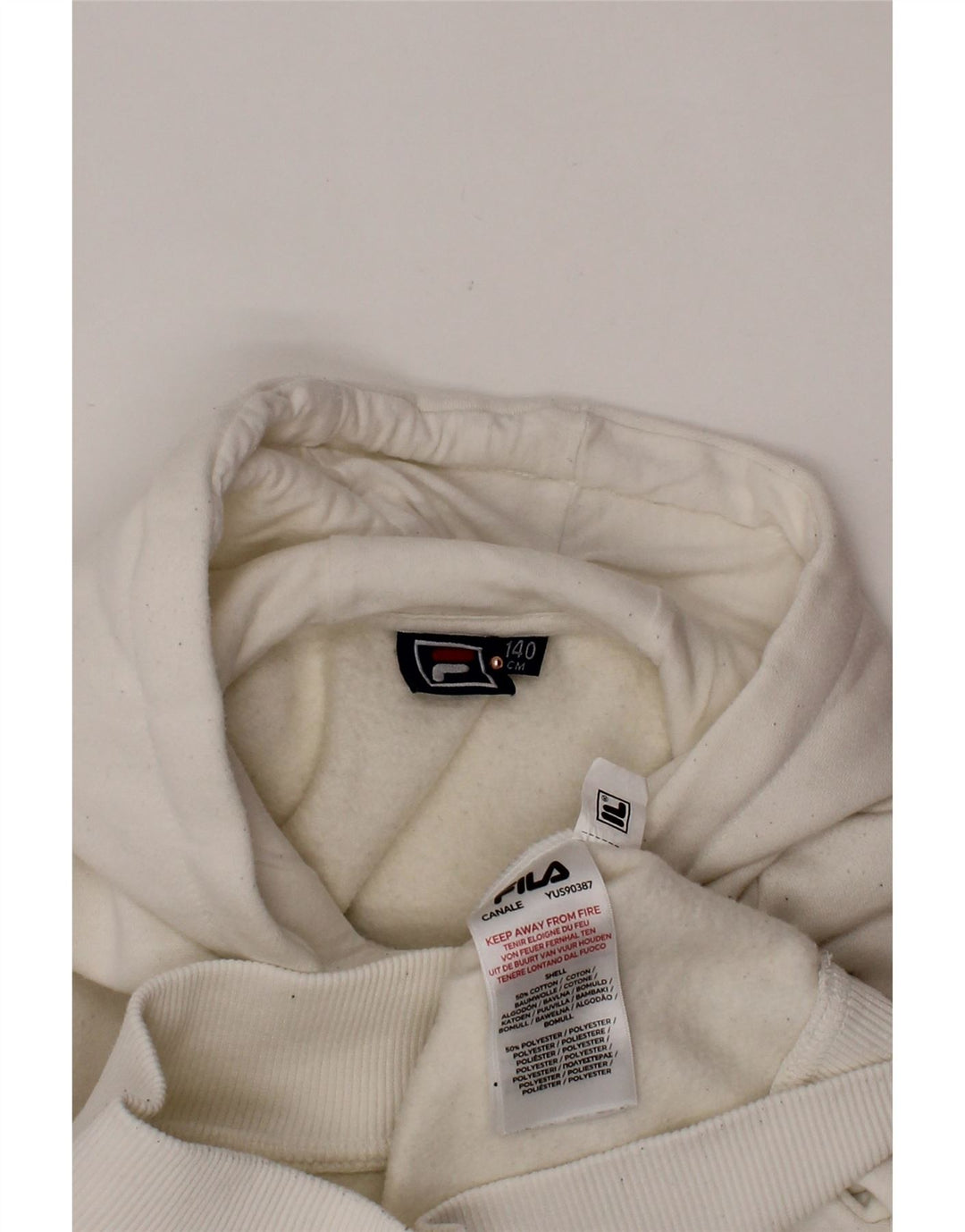 FILA Pull à capuche garçon 9-10 ans Blanc Coton