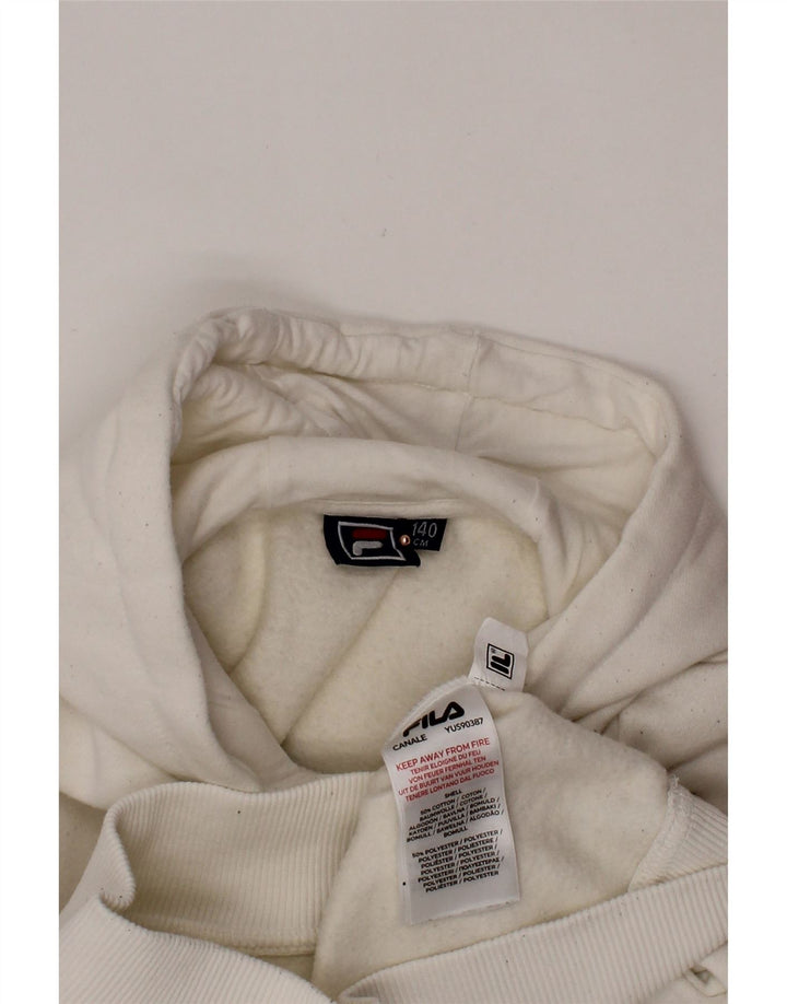 FILA Pull à capuche garçon 9-10 ans Blanc Coton