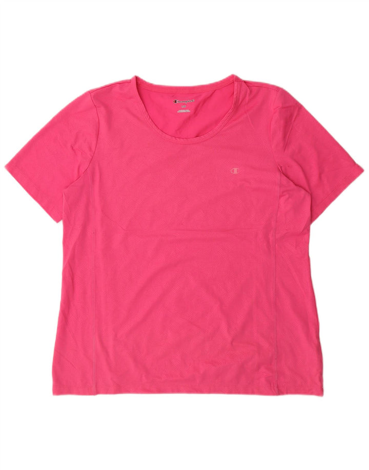 Champion T-Shirt Femme Top UK 16 Grand Rose Géométrique Polyester Sports