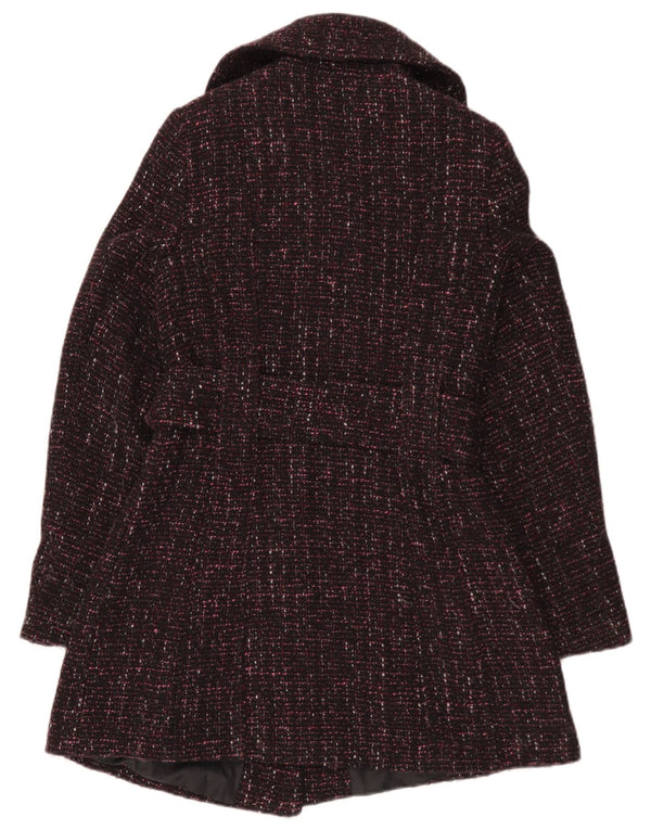 Jane Norman Manteau double boutonnage pour femme UK 10 Petit acrylique moucheté violet