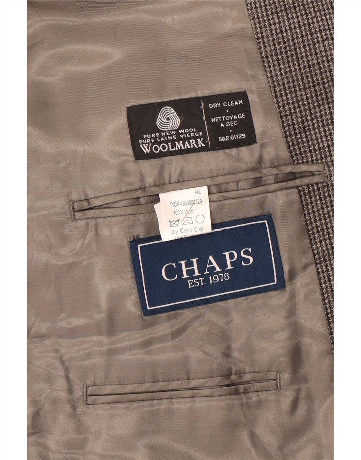 Chaps Veste Blazer 2 Boutons Homme Taille 48 3XL Gris Pied-de-Poule Laine